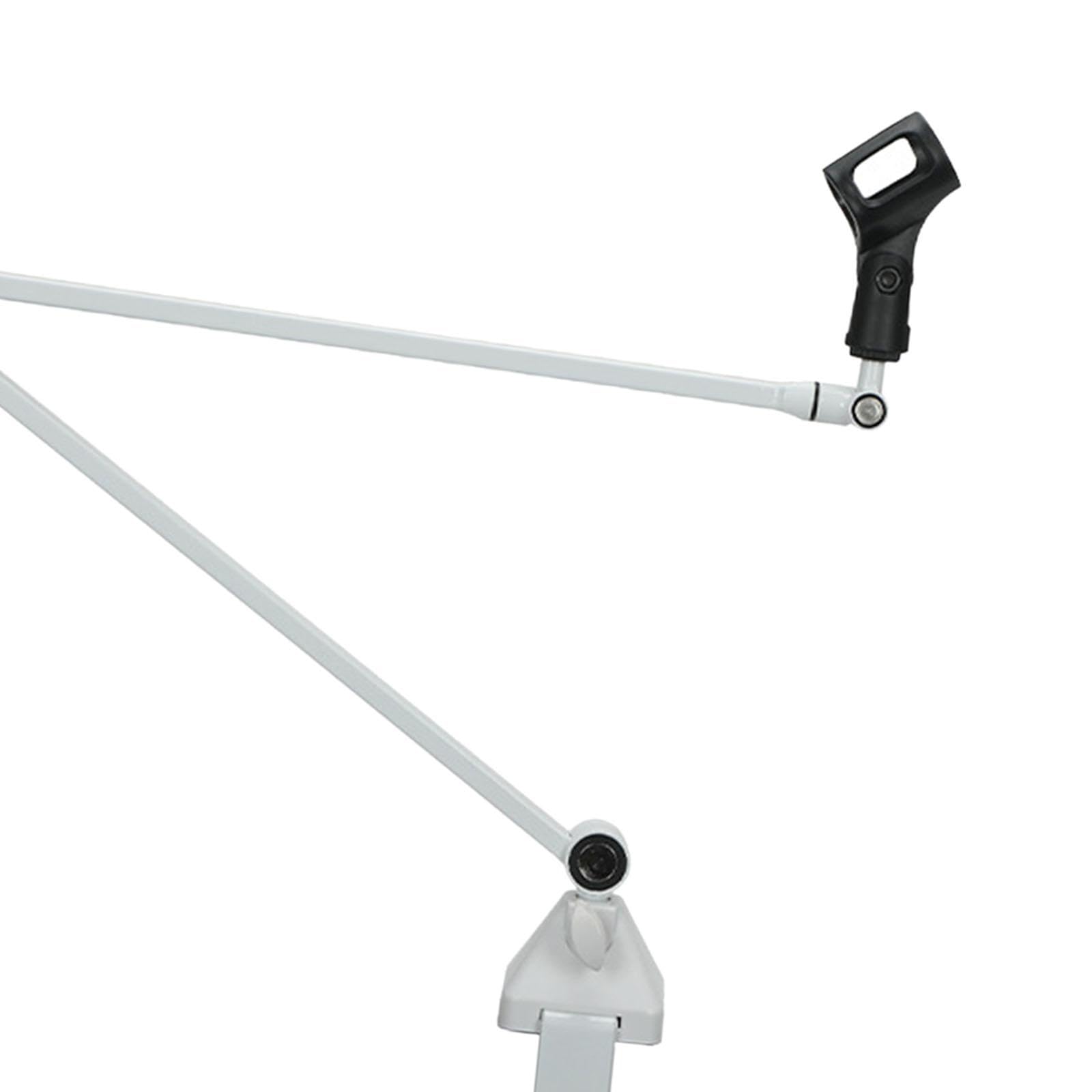 Soporte de Micrófono con Brazo Articulado, de Escritorio, Plegable Y Multiusos, Ahorra Espacio, Ideal para Radiodifusión, Grabación, Podcasting Y Músi, Blanco