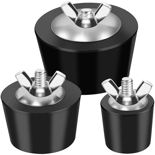 Omoojee 3 Pcs Pool Plugs for Above Ground Pool 1 Inch 1.5 Inch and 2 Inch Pool Skimmer Plug Pool Winterizing Plug with Stainless Steel Bolt