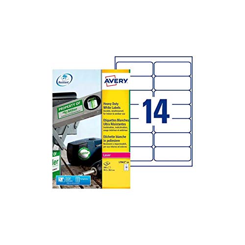 AVERY ZWECKFORM Lot de 3 Boites de 280 étiquettes laser inaltérables blanches 99,1x38,1 L7063-20