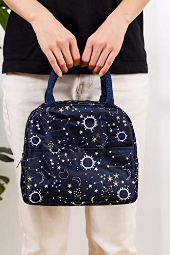 Beyond 280 Stylish Lunch Bag with Portable 3 Piece Flatware Set for Women and Teen Girls Cute Insulated Lunch Box for Work School Travel (Navy)