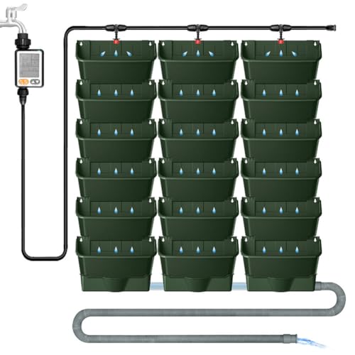Sistema de Cultivo de jardín, Sistema de riego automático con cuentagotas y Temporizador, Pared Verde Vertical Interior, para Hierbas, Verduras, Frutas