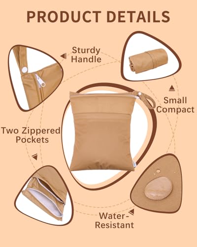 Image of babygoal Wet Bags 3 Pack, Waterproof Travel Dry Bags for Baby Diapers, Beach, Pool, Gym, Swimsuits, Food Storage and Wet Clothes 3LN37-B