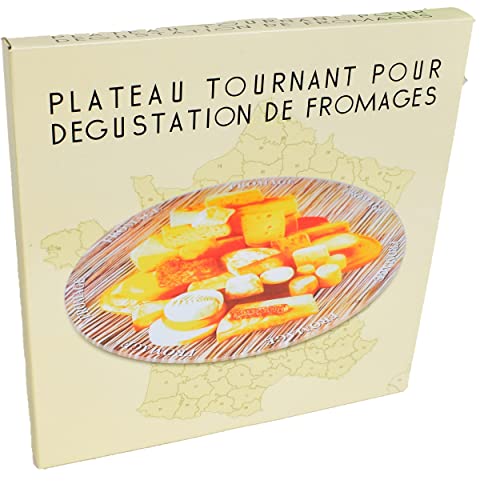 Présentoir À Fromages Plateau Tournant En Verre Motif Original Vendu Dans Son Coffret Cadeau Très Joli Design Elegant Pratique Pour Servir Le Fromage Mise En Bouche Toast Apéritif Modèle Rotatif
