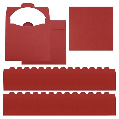 ONEBO 30 Pochettes Papier kraft Pochette de protection, Pochette pour CD/DVD, Rouge pochettes de CD/DVD en papier de couleur, Protégez vos disques (12 * 12cm)