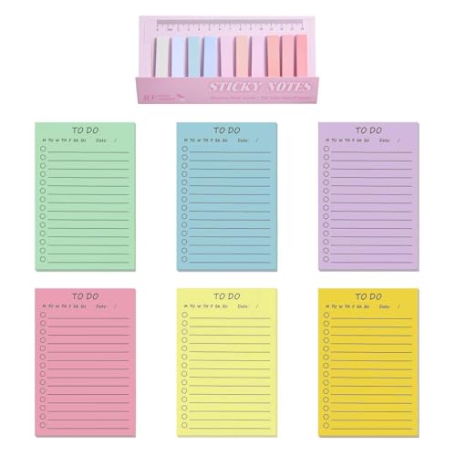 6 Notas Adhesivas De Colores, 1 Pegatina De Índice, Notas Adhesivas Autoadhesivas Escritas A Mano, Notas Adhesivas Con Rayas De Colores, Notas Adhesivas Para Notas, Papelería De Oficina Escolar