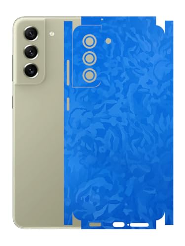 Image of AtOdds - Full Body Back Screen Guard Protector Film - 3D Textured Lamination Wrap Skin Sticker Compatible with Samsung Galaxy S21 FE | Scratchproof Matte Finish (Design - Royal Blue Camo)