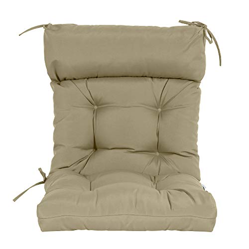 Image of QILLOWAY Outdoor Rocking Chair Cushions Set of 4, 100% Polyester Waterproof Patio Rocking Chair Cushion, High Back Weatherproof Chair Pad for Adirondack & Outdoor Furniture, Beige