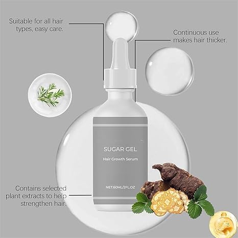 Gel de Azúcar Desoxirribosa para el Crecimiento del Cabello, Esencia para el Engrosamiento del Cabello para Hombres y Mujeres, Suero Reparador Fuerte