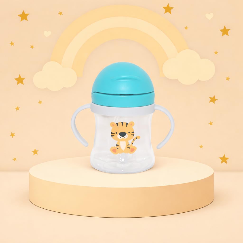 Alya The Cheeky Kidzz Premium Baby Straw Sipper 200ml for Feeding Water Milk Liquids Feeder Bottle for Kids (Design 611)-image-34