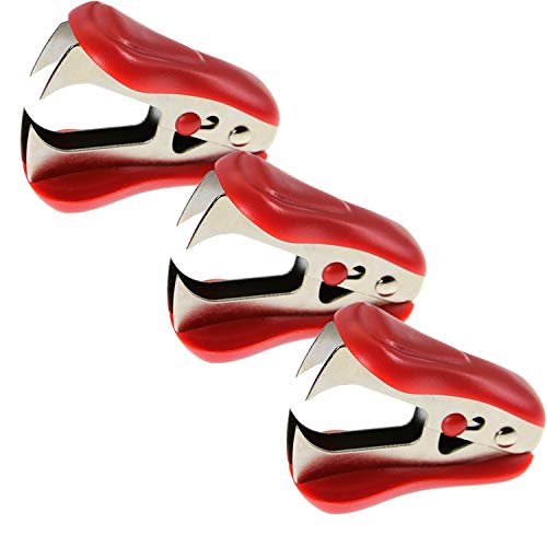 WEKOIL Staple Remover Staple Puller Removal Tool for School Office Home Pack of 3,Red