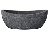 Scheurich Wave Globe Jardiniere, ovale Pflanzschale aus Kunststoff, Schwarz-Granit, 58 cm lang, 24 cm breit, 23 cm hoch, 15 l Vol.