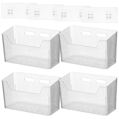 4 Pcs Plastic Wall Mount Organizer Bins - Self Adhesive