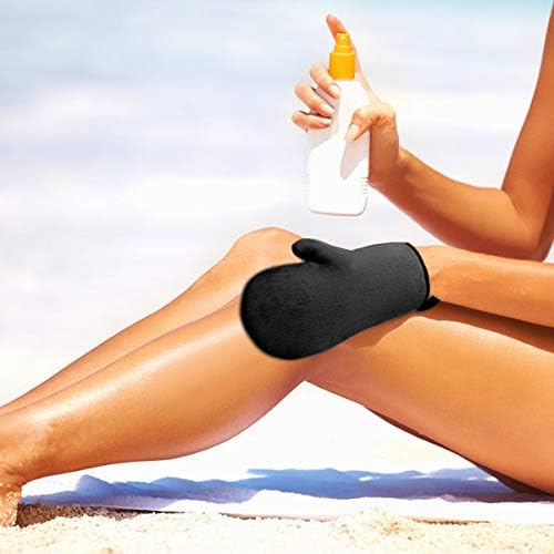Self Tanning Mitt Tan Mitt Tanning Mitt Applicator with Thumb and Face Applicator Mitt Washable Reusable Sunless Tanner Mitt Tools Set for Mousse, Lotion, Spray and Oil（Black）