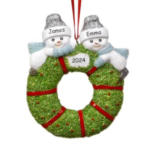 iDIY Bolas de Navidad Personalizadas - Nombres y Año Grabados - Adorno Navidad Personalizado para Familias - Detalles Navidad en Resina Premium - Pareja