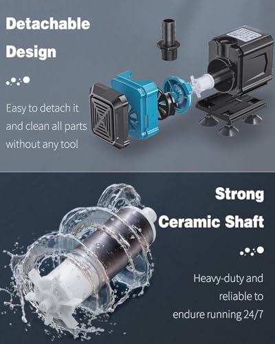 Pawfly Aquarium Submersible Water Pump 2100L/H Ultra Quiet Water Fountain Pump with 2 m Lift Height Adjustable Water Pump for Fish Tanks Ponds Gardens Waterfalls Statuary and Sumps - Image 2
