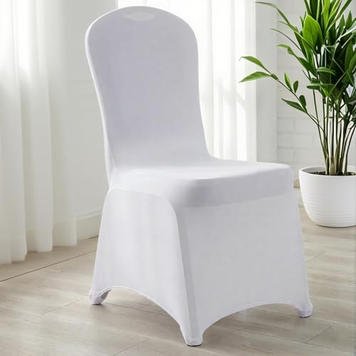 MAQIHAN Chair Covers - 3PCS Folding Chair Covers Spandex Stretch White Seat Covers for Wedding, Banquet, Party, Birthday, Dining, Decorations (White)