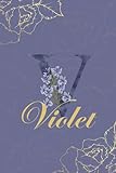  Violet Journal: Monogram V Personalized Floral Notebook for Women Decorative Purple and Gold Monogram Journal, Cute Aesthetic Notebook, Personalized Diary and Birthday Gift for Women Named Violet