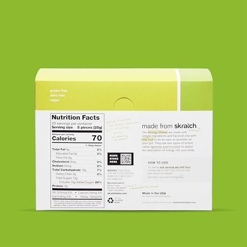 Image of Skratch Labs Energy Chews | Gummies for Running, Cycling & Endurance Quick Carbs for Athletes, Easy to Digest, Real Fruit | Gel Alternative for Long Runs & Rides | Sour Apple 10 Pack | Gluten Free
