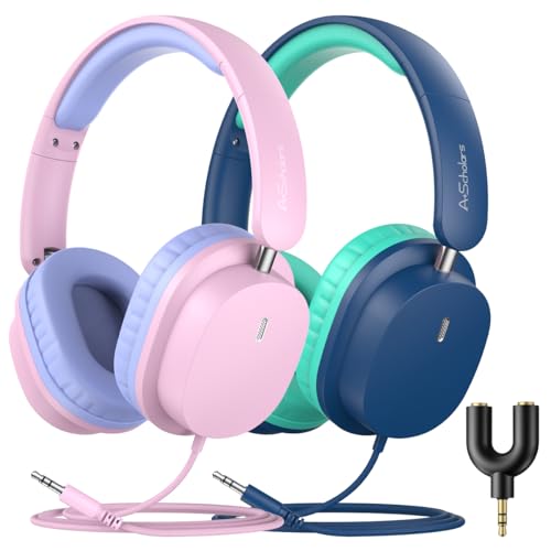 A+ Scholars 2 Pack Kids Headphones with Sharing Splitter...