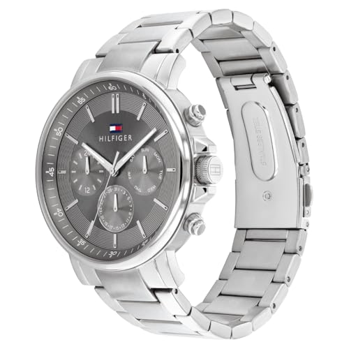 Image of Tommy Hilfiger Multifunction Grey Dial Stainless Steel Strap Watch for Men