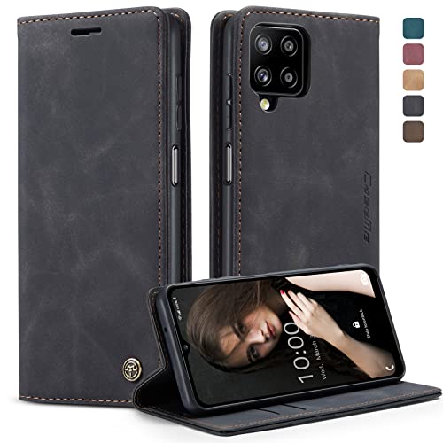 CaseMe Coque pour Samsung Galaxy A12 Coque pour Samsung M12 Housse en Cuir Premium PU Pochette Portefeuille Magnétique Etui de Protection pour Samsung Galaxy A12/ Galaxy M12 - Noir