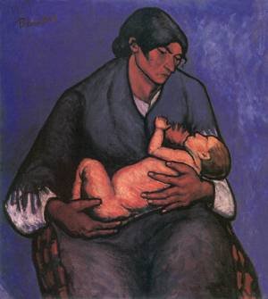 Peinture à l'huile Gipsy Woman with Child 1908 toile Johannes Lingelbach 30x36