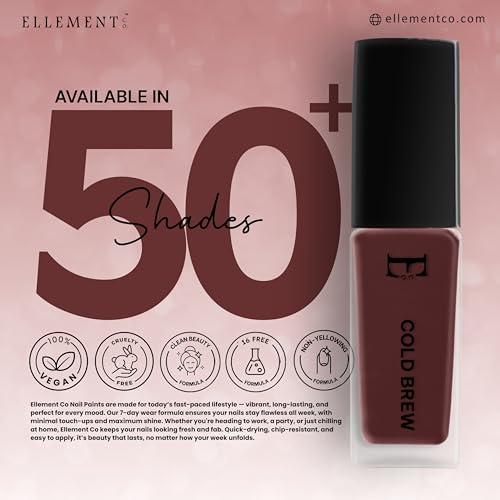 Image of COLD BREW Vegan Nail Polish Deep Brown Color | Long Lasting Chip Resistant Formula | Quick Dry Glossy Finish | Non Toxic & Cruelty Free Nail Paint for Women | 10 ml