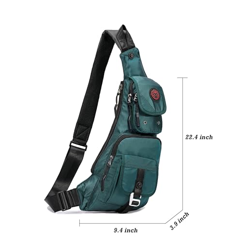 Image of Nicgid Sling Bag Chest Shoulder Backpack Fanny Pack Crossbody Bags for Men (Dark green(Fits 9.7-Inch iPad))