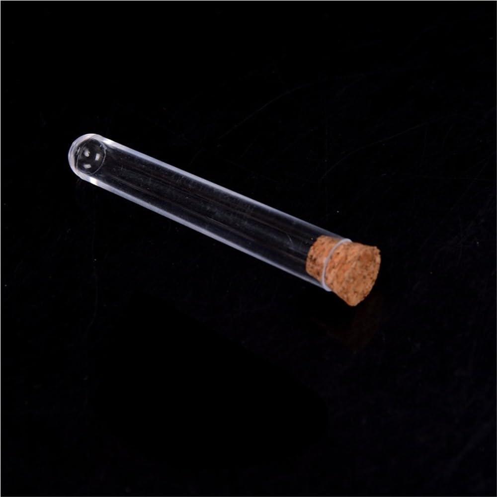 Tubos de almacenamiento de muestras 100 tubos de ensayo plástico con tapón corcho transparente, 16 x mm, cristalería laboratorio for experimentos, great for exhibiciones