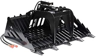 Titan Attachments 60-in Fine Grade Rock Grapple Skeleton Rake with Teeth, Universal Skid Steer Quick Tach