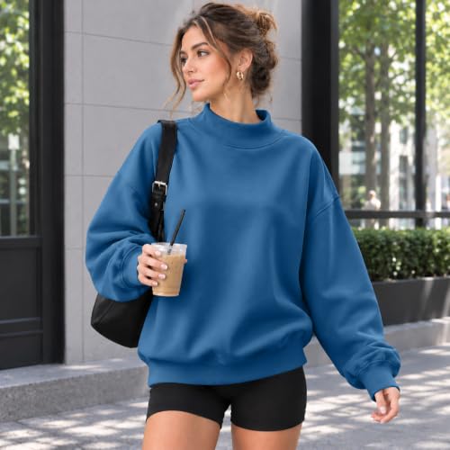 Mock Neck Oversized Sweatshirts for Women Pullover Tops Top Street - image 5