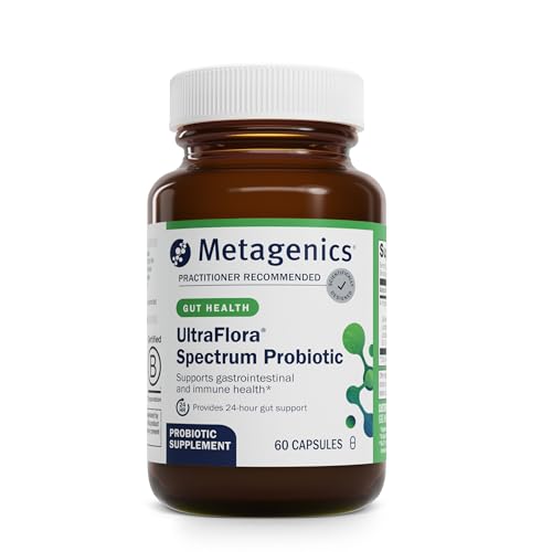 Metagenics UltraFlora Spectrum - Shelf-Stable Probiotic for Gut & Digestive Wellness, Healthy Microbiome & Flora Support* - Non-GMO & Gluten-Free - 2-Month Supply - 60 Capsules