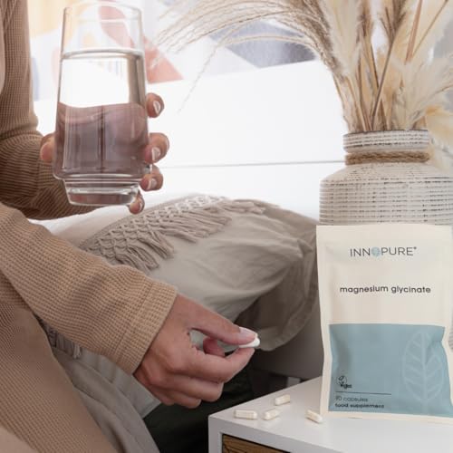 INNOPURE Magnesium Glycinat 90 Kapseln – 1000mg mit 200mg reinem, elementarem Magnesium Bisglycinat Pulver pro Portion – Bioverfügbares Magnesiumpräparat