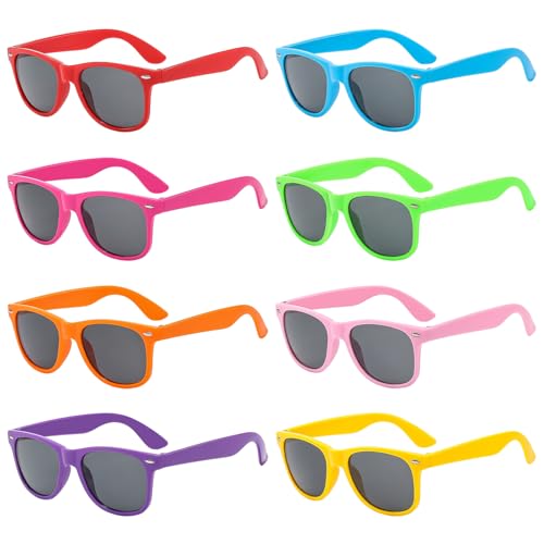 Pibupibu Neon Colors Party Favor Supplies Unisex Sunglasses Pack of 8
