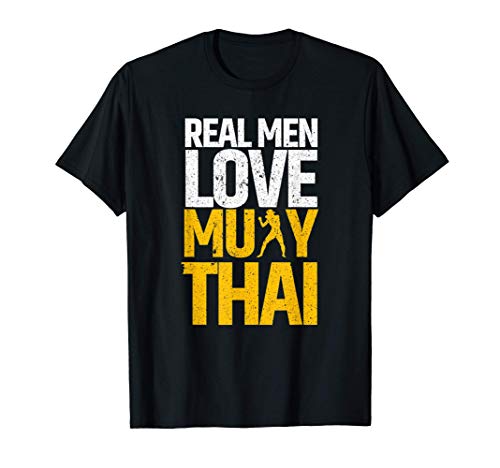 Muay Thai Funny Real Men Kickboxing Retro Training Maglietta