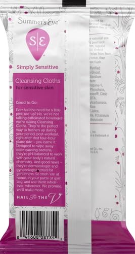 Image of Summer's Eve Simply Sensitive Daily Gentle Feminine Wipes, Removes Odor, pH Balanced, 32 count (Pack of 12)