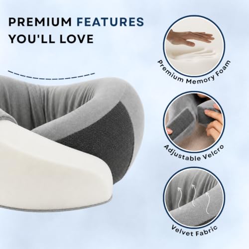 Image of 360 Memory Foam Travel Neck Pillow, Adjustable Velcro