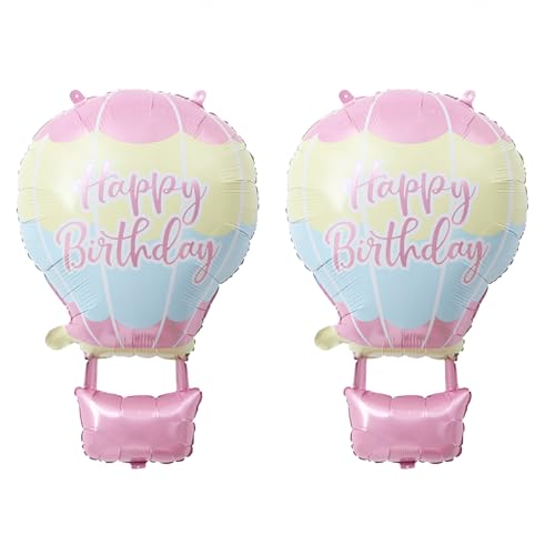 Image of 2pcs Pink Happy Birthday Cake Foil Balloons, 32 inch Pink Mylar Birthday Balloons for Girls Baby Shower Party Decorations
