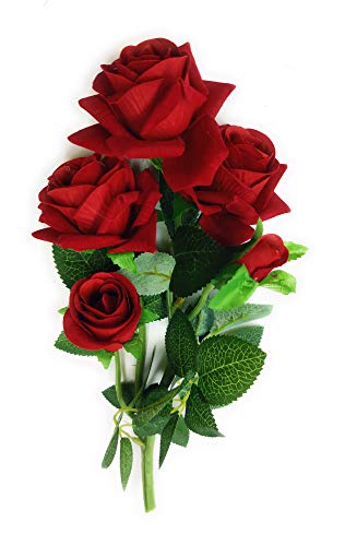 Image of India Artificial Rose Flower Bouqet for Decoration | for Home Decor, Vase Arrangement, Wedding, Party & Festival| for Him Her Girlfriend Boyfriend Wife Husband | (5 in 1 Rose Bouquet)