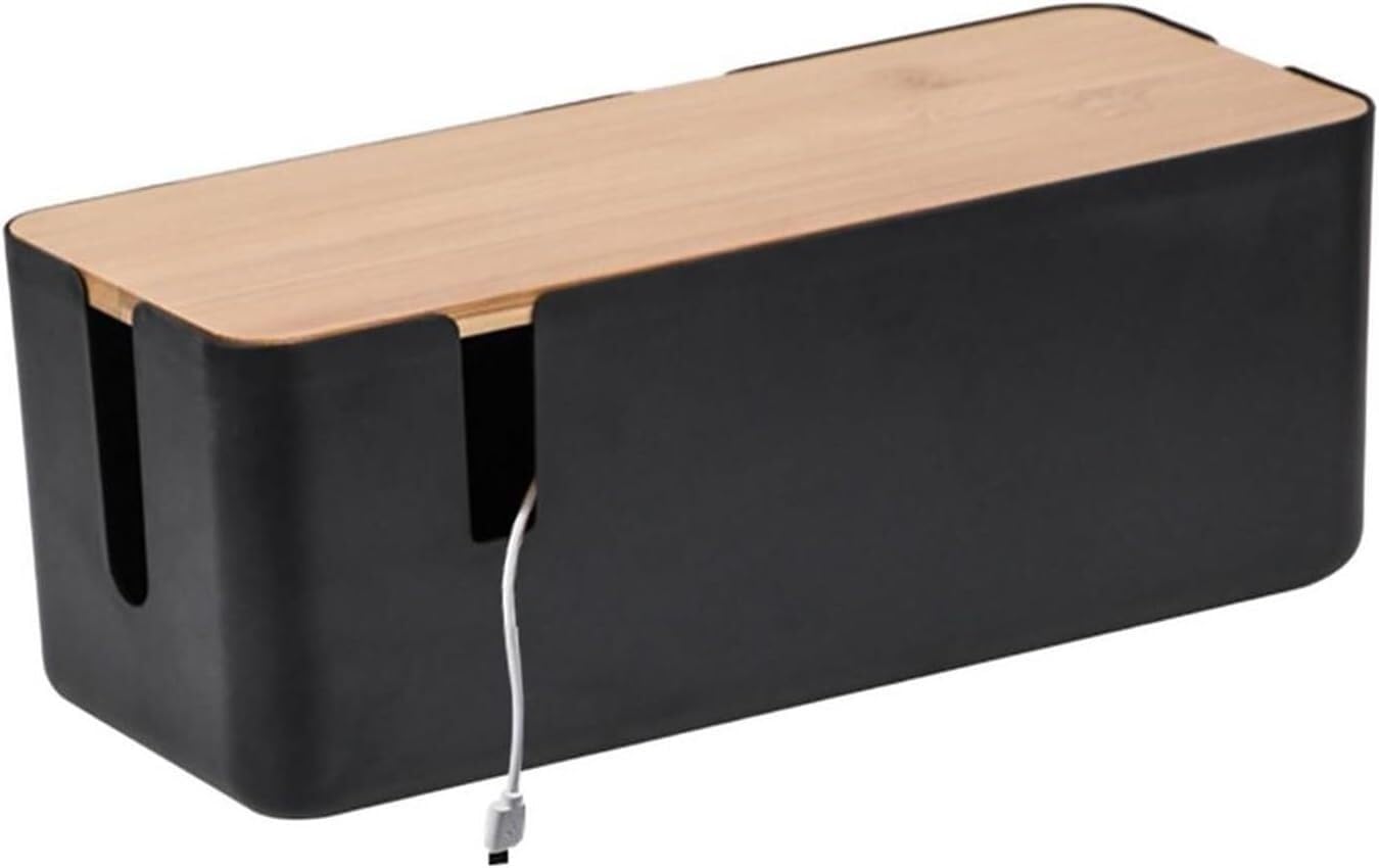 I osłona na kable TV pod biurkiem, skrzynka na listwy zasilające do organizowania przedłużaczy komputerowych Ti,Skrzynka do przechowywania kabli(Black)