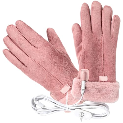 Guantes calefactables USB térmicos de cuero para hombre y mujer invierno