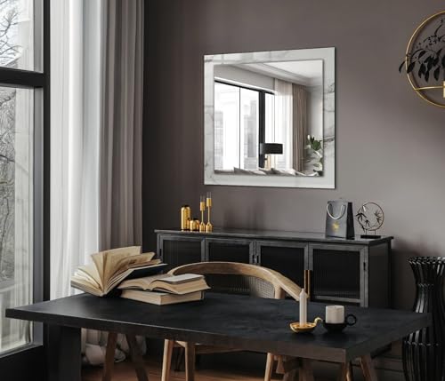 Miroir mural chic en verre imprimé marbre pour une décoration d'intérieur raffinée