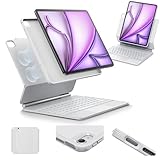 ESR iPad Air 13 Inch Case Keyboard (M3/M2, 2025/2024), Easy-Set Magnetic Stand, Portrait/Landscape Mode, Removable Case with Multi-Touch Trackpad, Rebound 360 Series, White