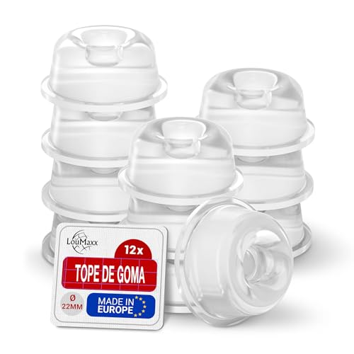 LouMaxx   Sello de goma transparente (12 unidades, diámetro de 22 mm, patas adhesivas, extra fuertes, sello transparente premium, antideslizante, ruido, vibración