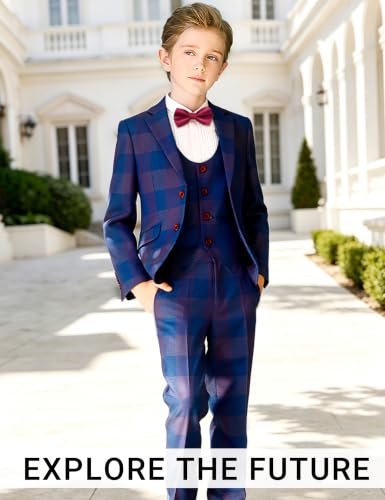 Boys Formal Suit Slim Fit Tuxedo Ring Bearer Outfit Royal Blue Size 10 - image 4