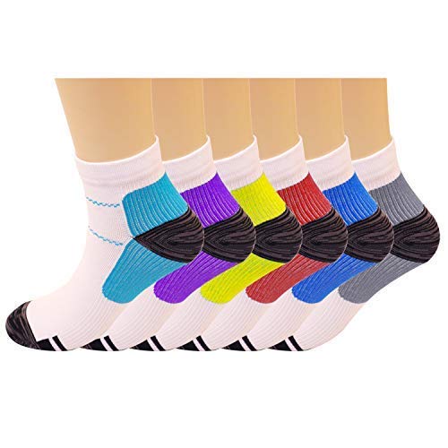 HARAVAL Compression Crew Socks for Women & Men Running Cycling Athletic Cycling Socks 6 Pairs