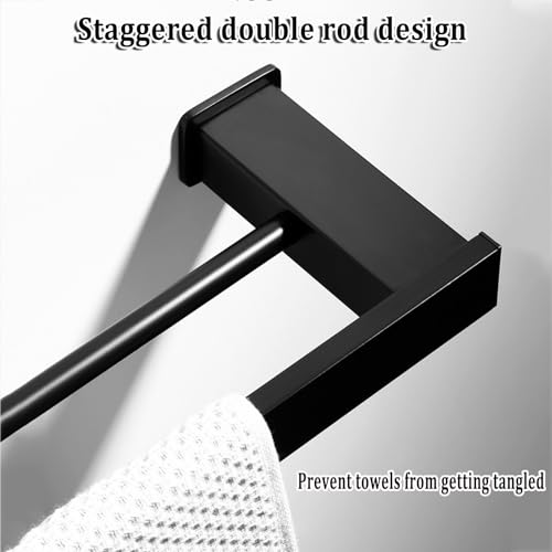 Double porte-serviettes mural en aluminium épais compact - 3
