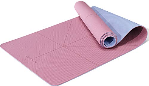 JELS Yoga Mat Double-Sided Non Slip, SGS Certified TPE Material?Body Alignment System, Yoga Mats for Women with Carrying Strap, Workout Pilates Mats for Home,(72