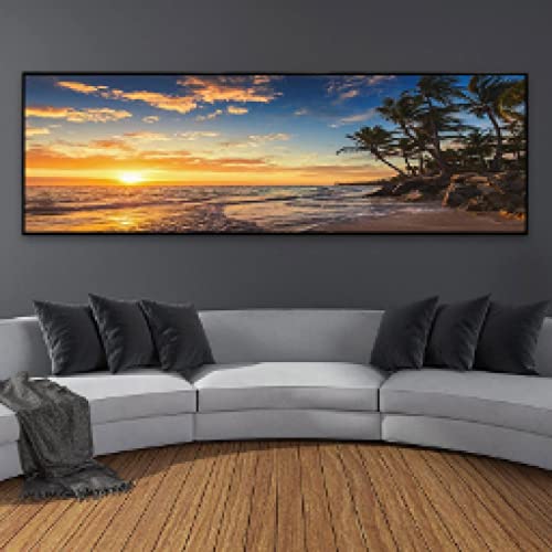Toile paysage marin de coucher de soleil tropical 40x120 cm sans cadre pour salon