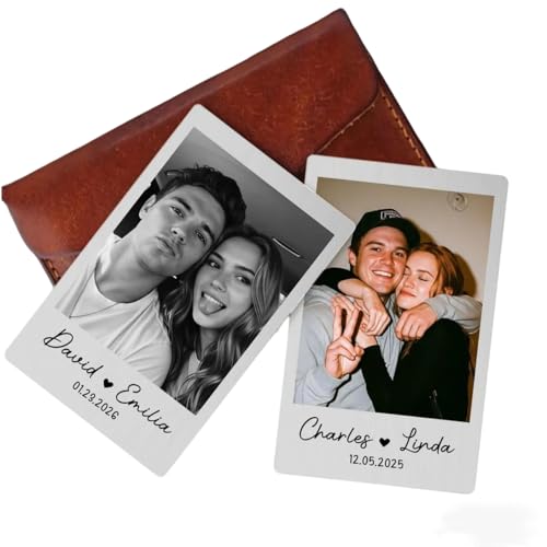 Chu6an6d Tarjeta de fotos personalizada, inserto de cartera de metal hecho a medida, tarjeta de nota de amor con foto grabada, accesorios de cartera para hombres